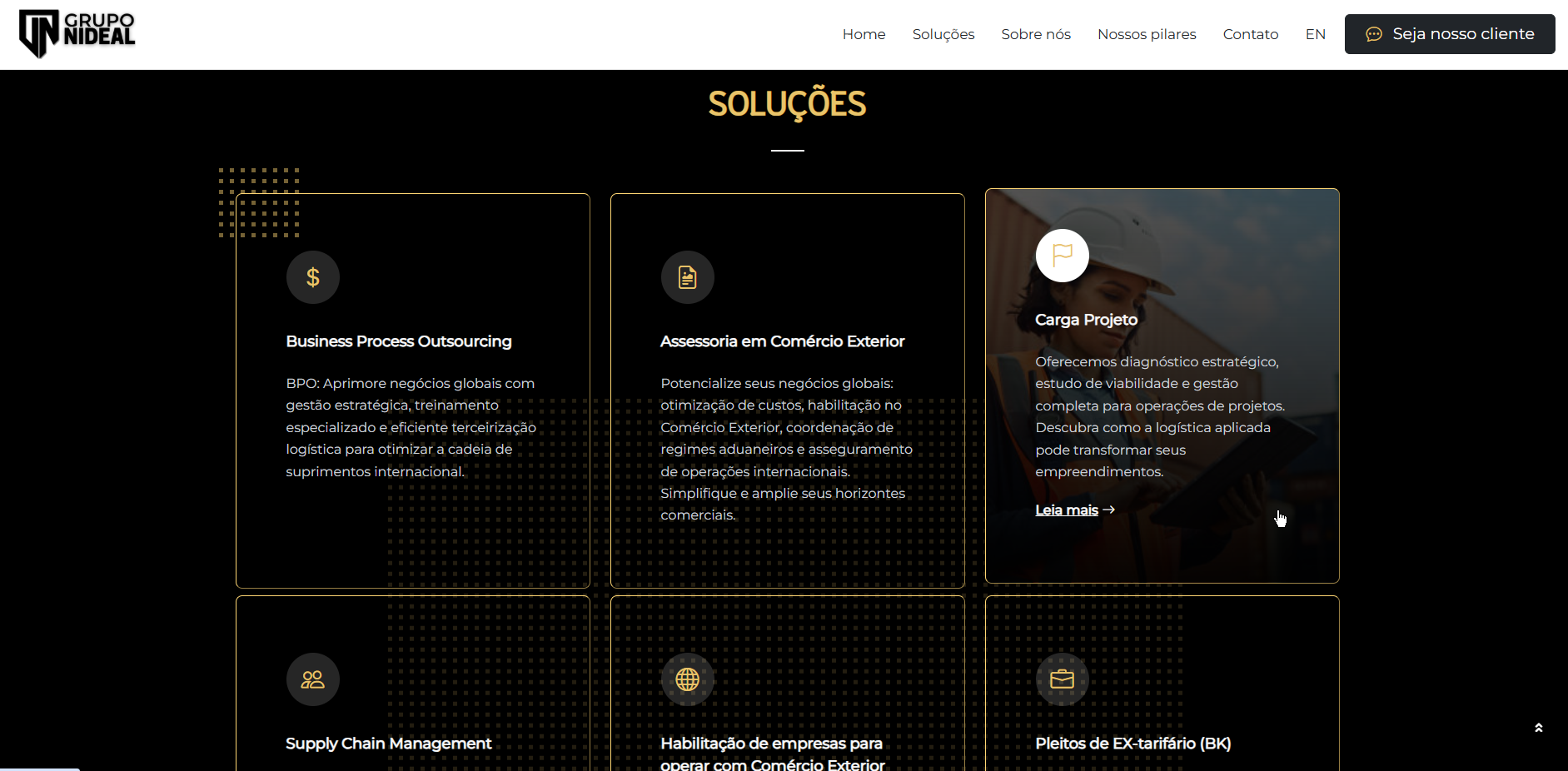 Website corporativo do Grupo Nideal