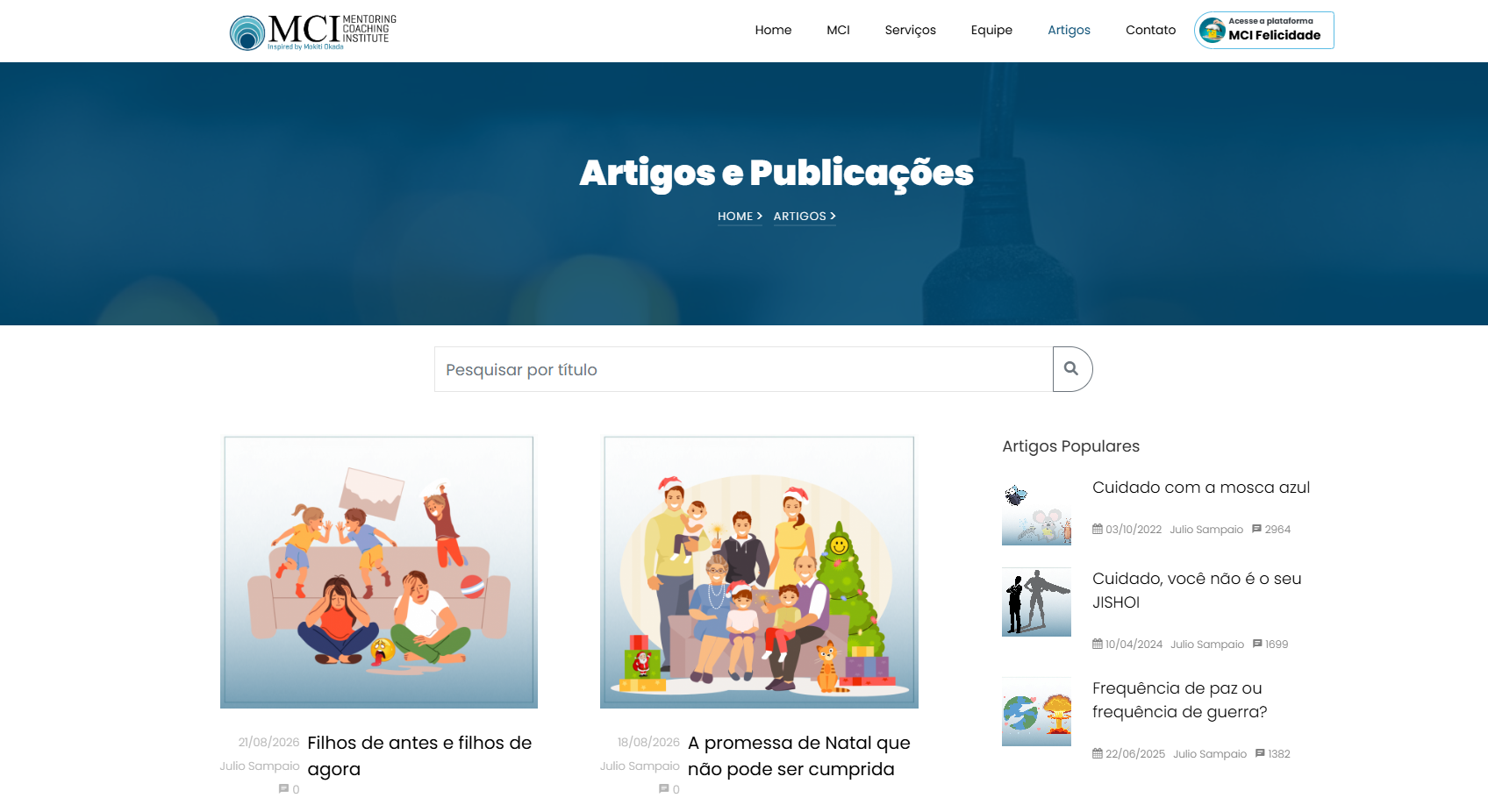 Portal institucional e de artigos do MCI